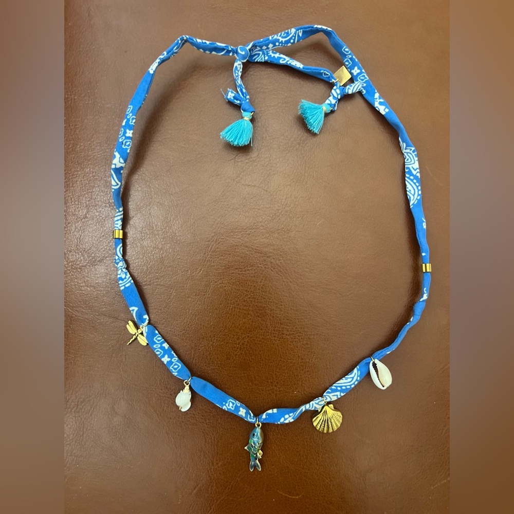 Blue Bohemian Necklace with Charms